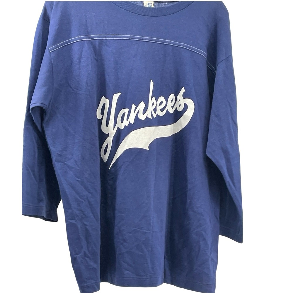 Artex Men's T-Shirt Yankees Navy Vintage 1980s Cotton Extra Large